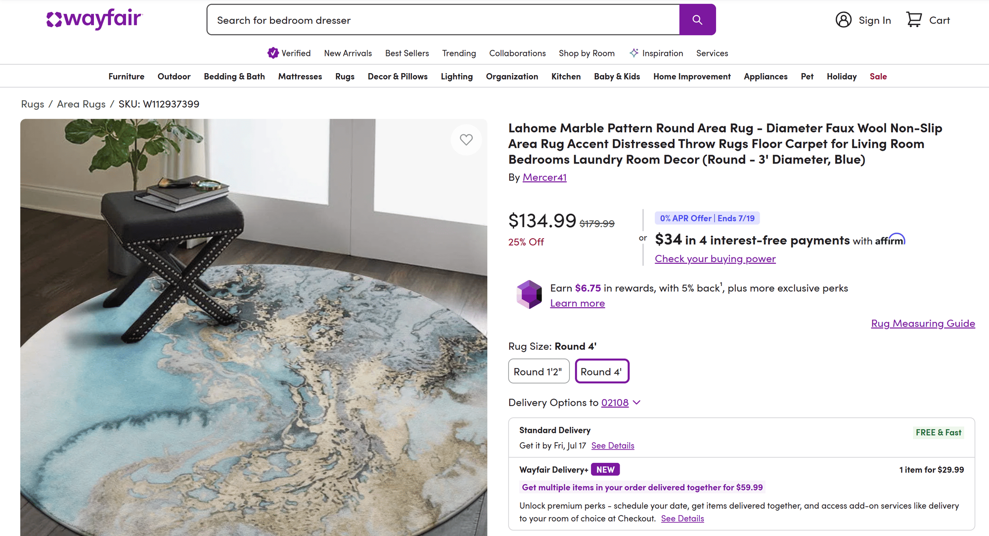 The target Wayfair product page