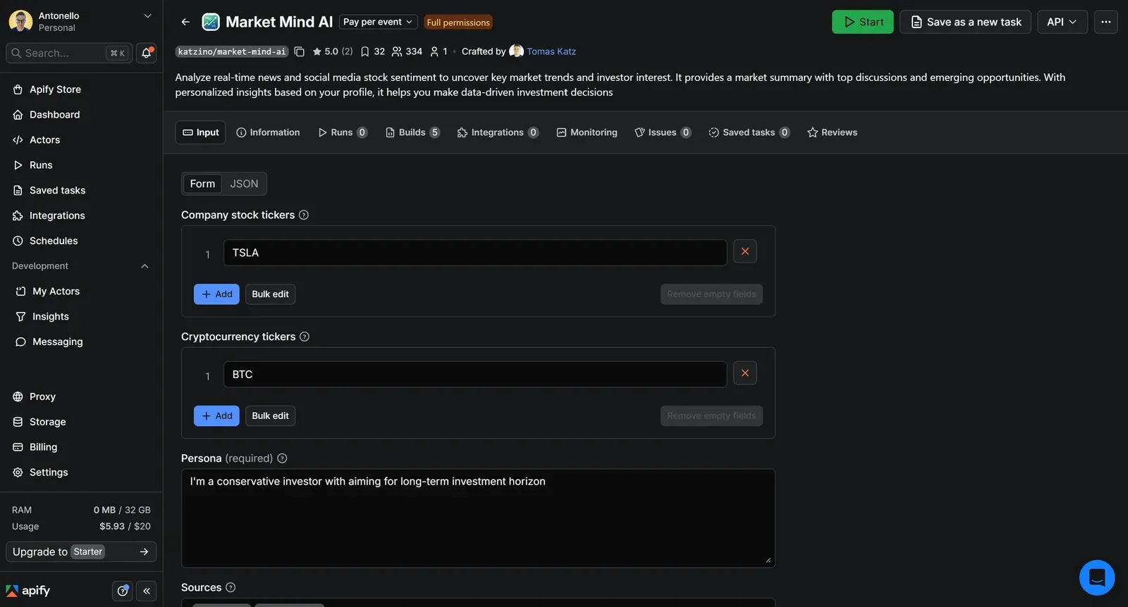 Market Mind AI Actor