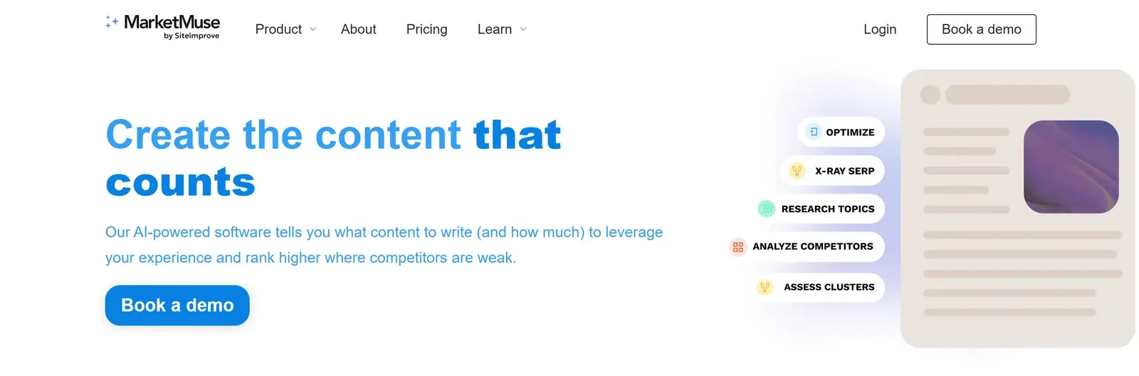 MarketMuse homepage
