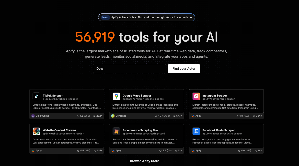 Apify - best ScrapingBee alternative