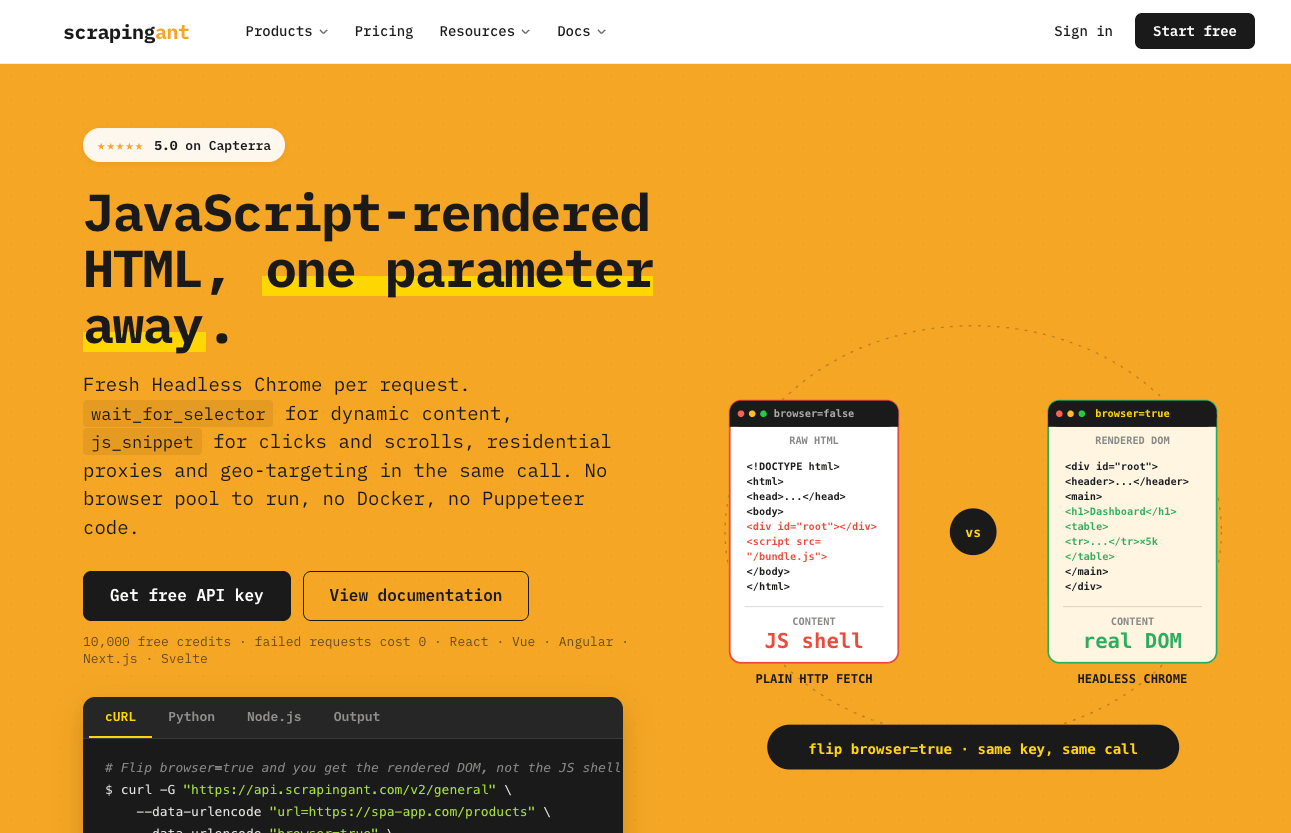 ScrapingAnt - ScrapingBee alternative