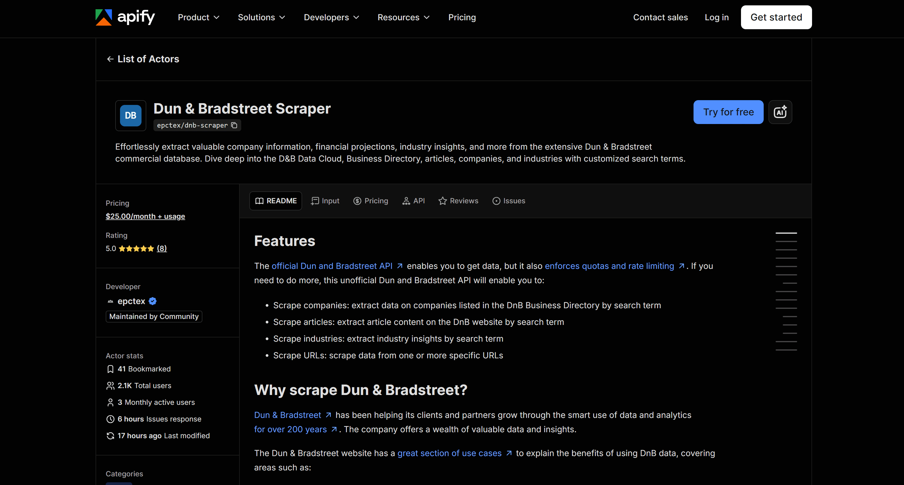 The Dun & Bradstreet Scraper Actor