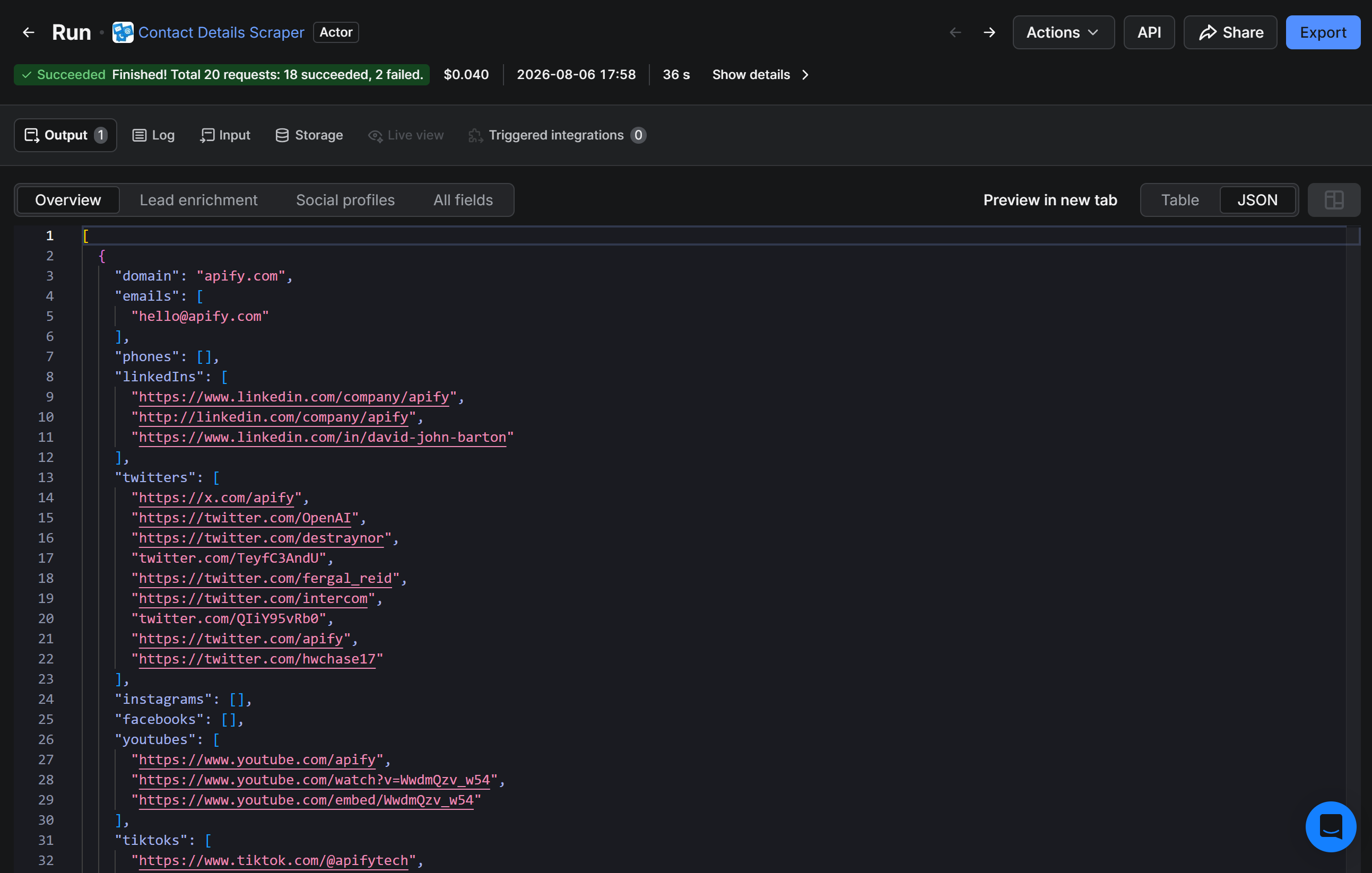 The output of the the output of Contact Details Scraper run on apify.com.png