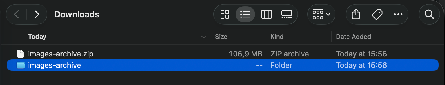 Downloaded Instagram images in an unzipped folder