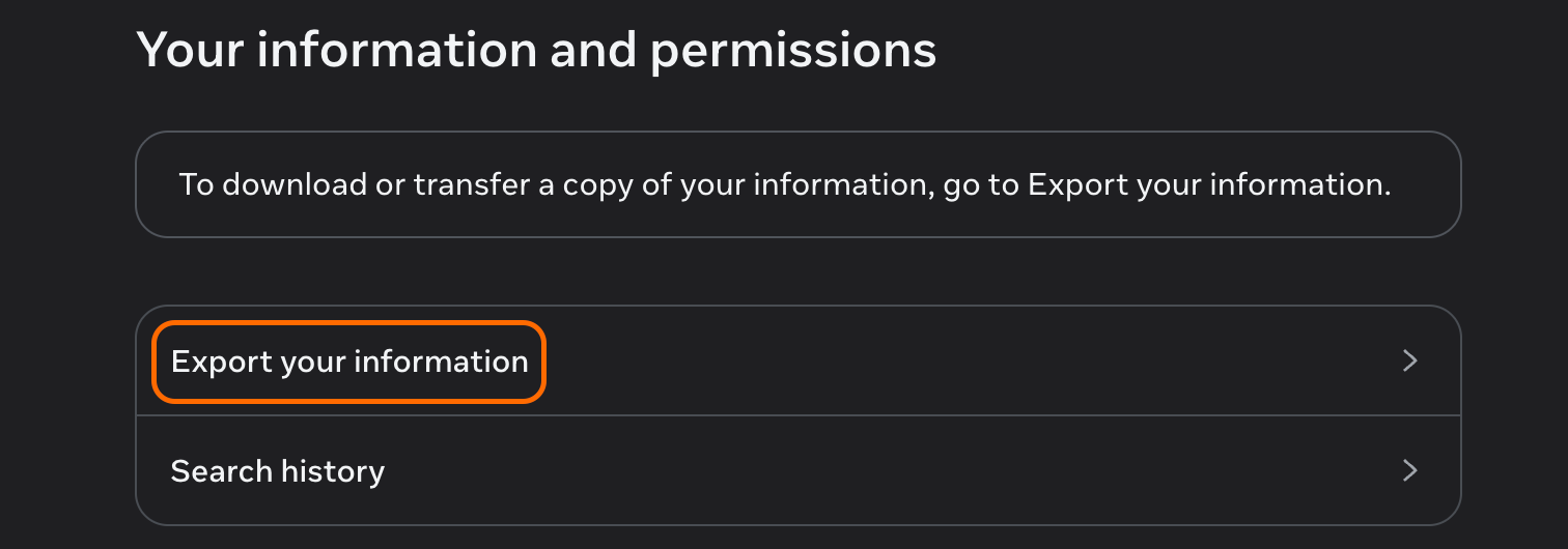 Export your information in Instagram's Accounts Center