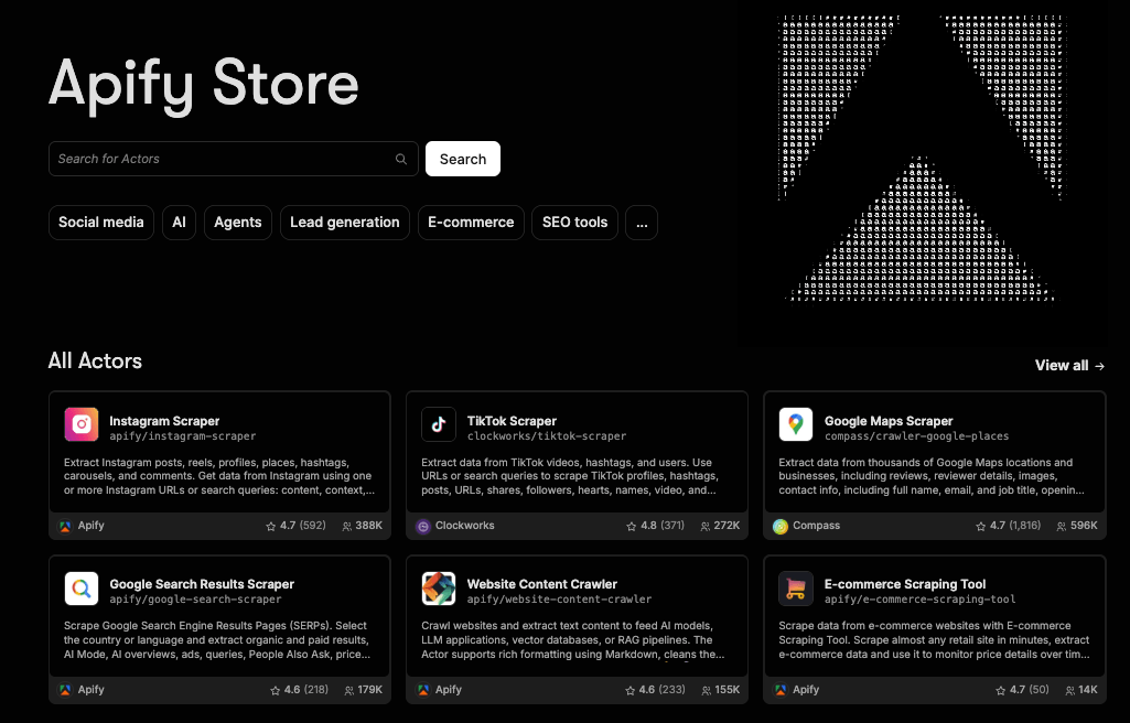 Apify Store - API marketplace