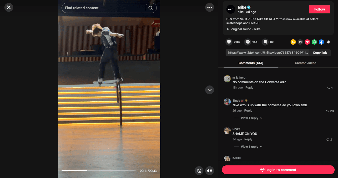 The analyzed TikTok post