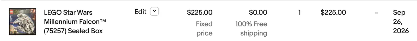 The same sale in Product Research, at $225