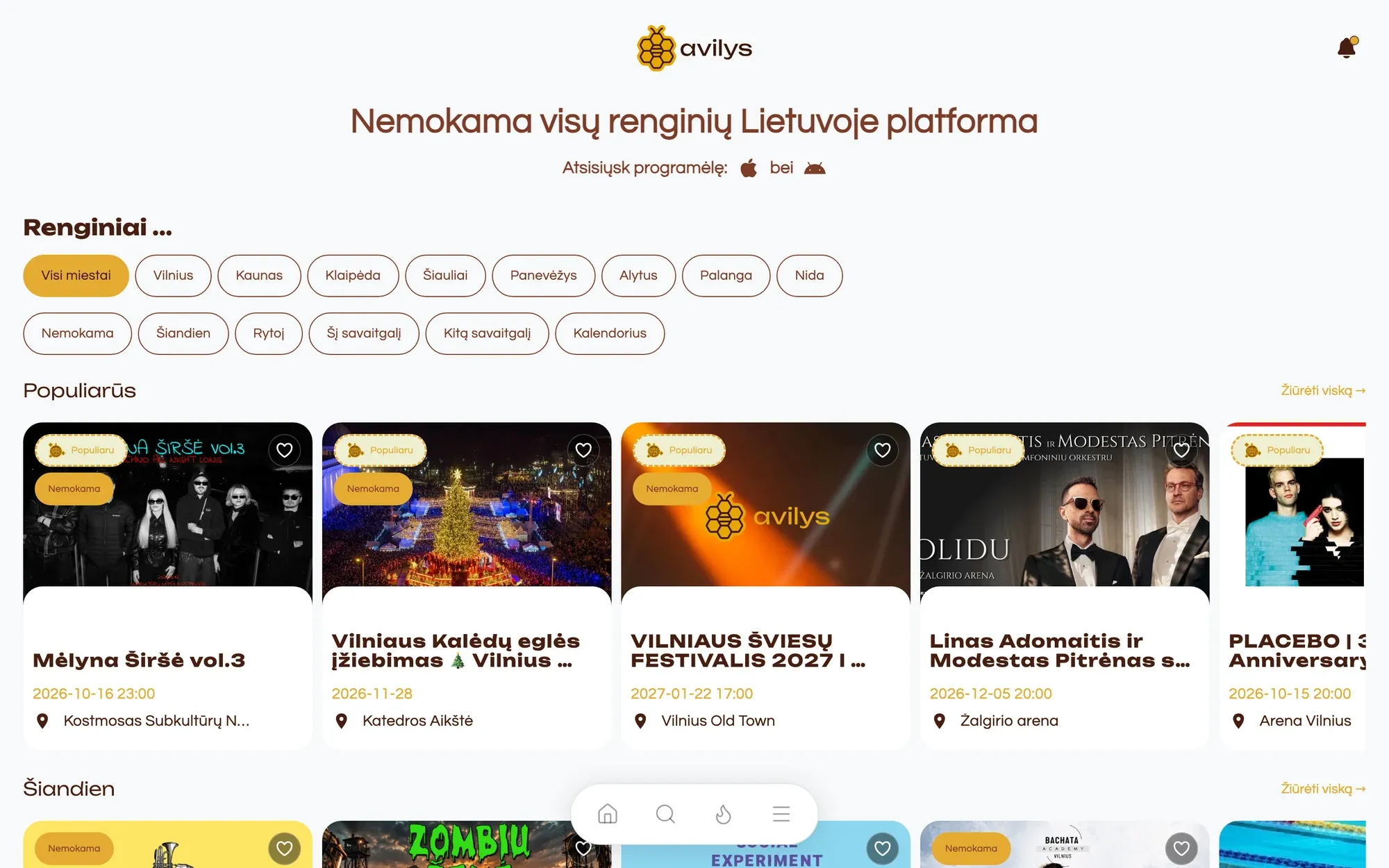Avilys, an events app for the whole of Lithuania