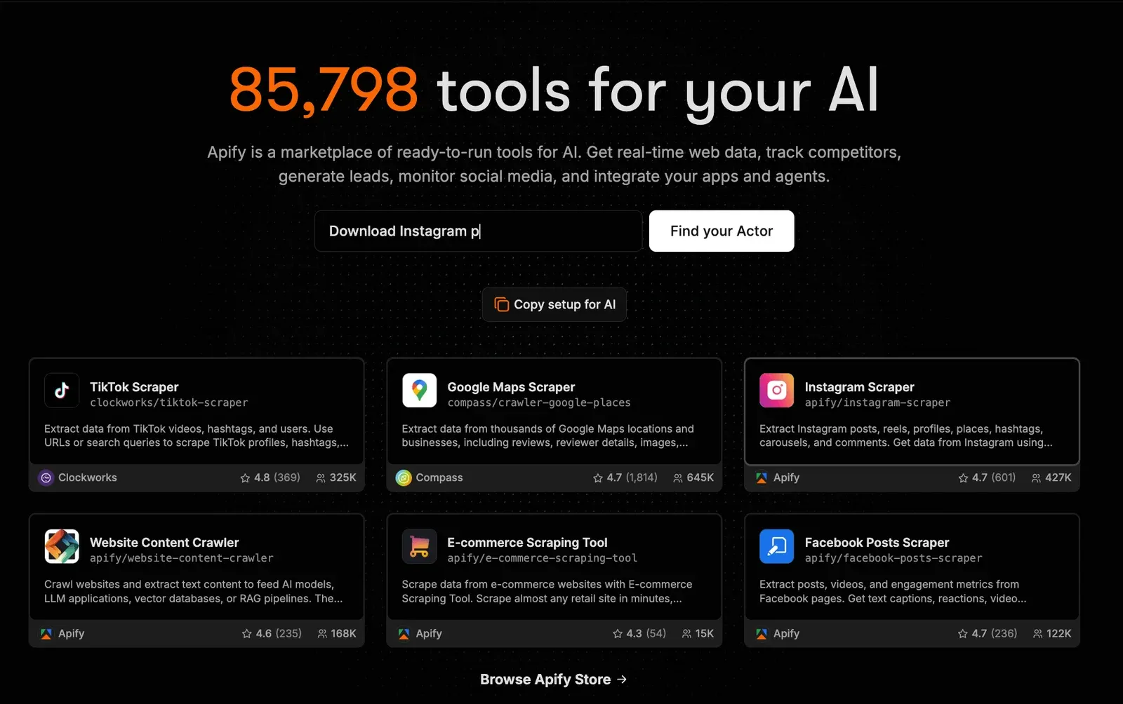 Apify homepage