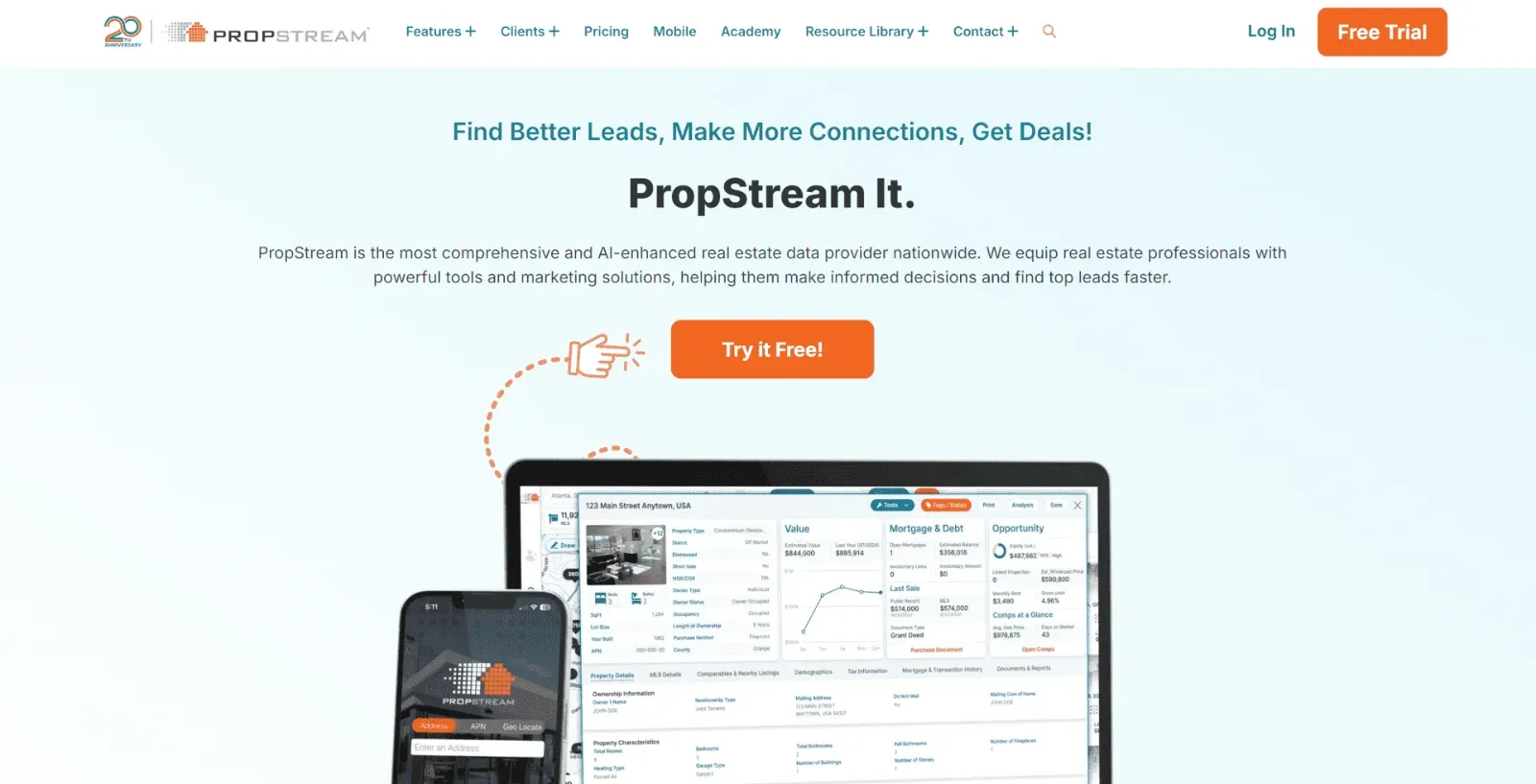 PropStream homepage