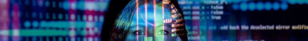 code projected on a person's face