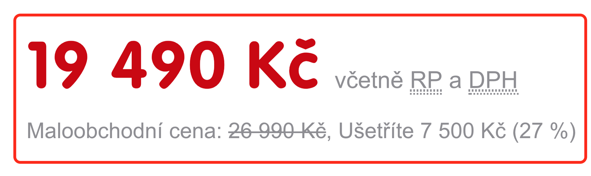 snímek obrazovky akční cenovky na webu mall.cz z 26990 Kč na 19490 Kč