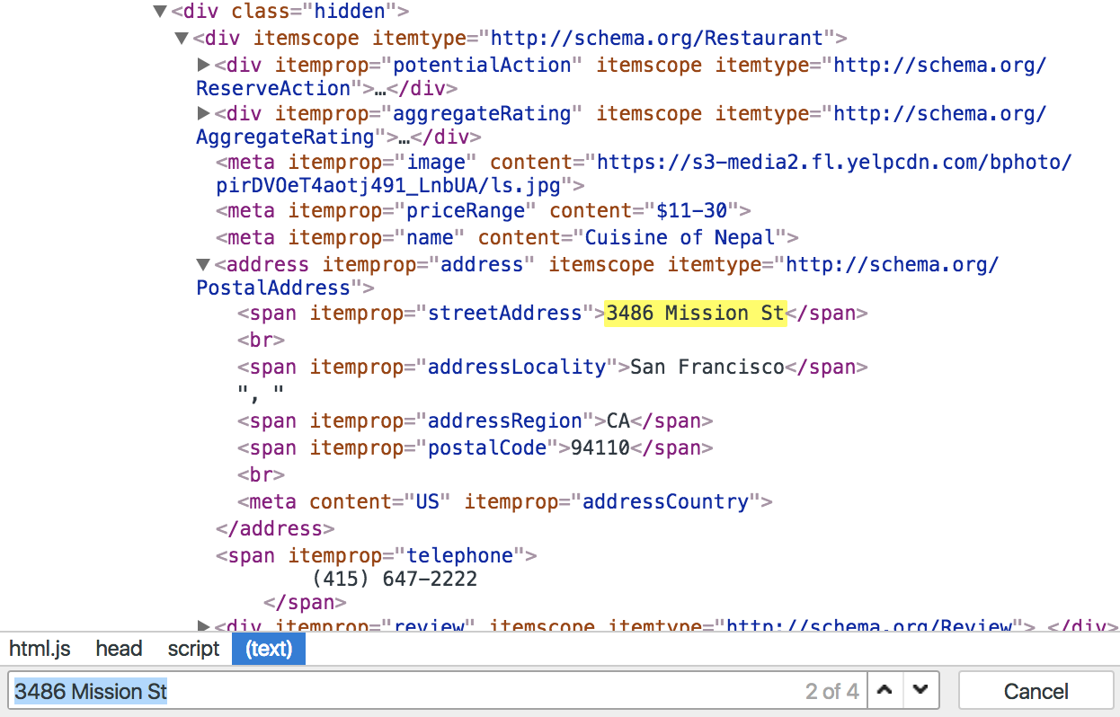 Sesach inspector in developer tools for a term.