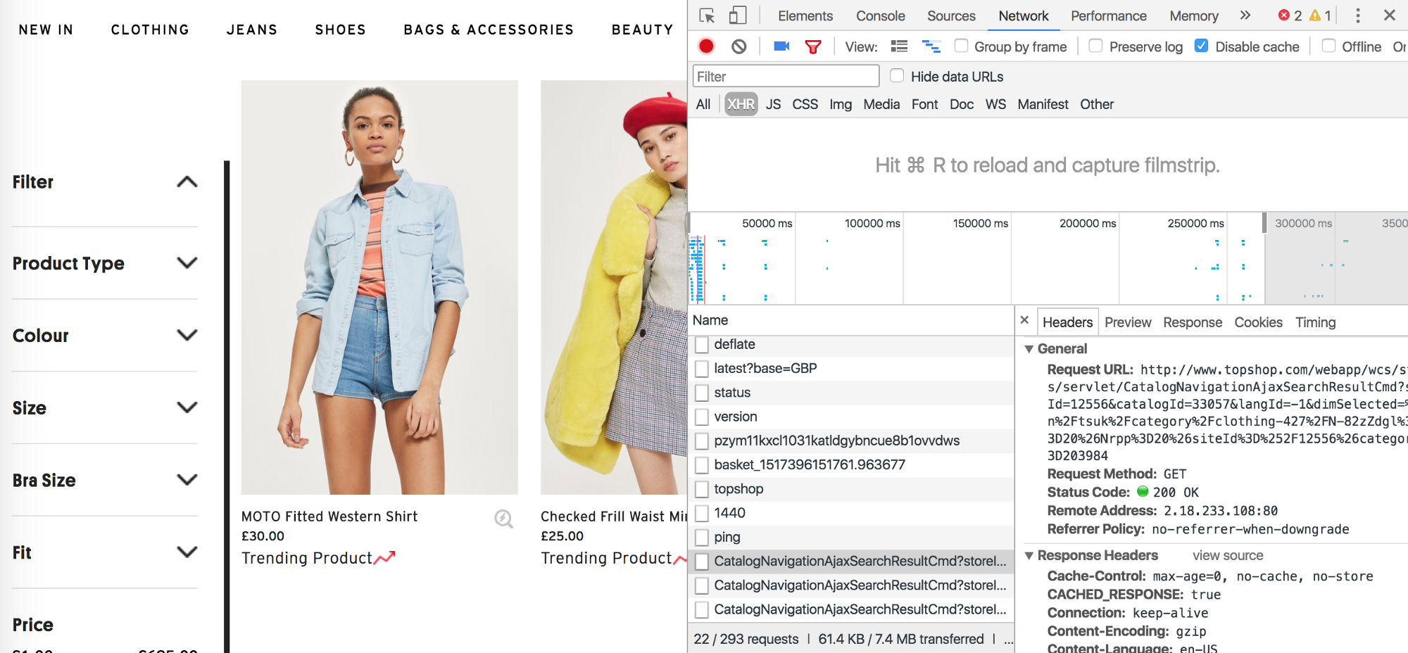 Search requests on the network tab in the developer tools.
