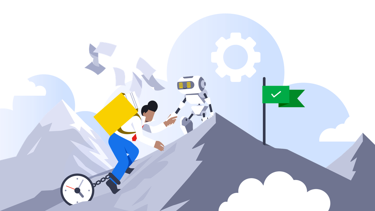 robot helping a human to reach the summit