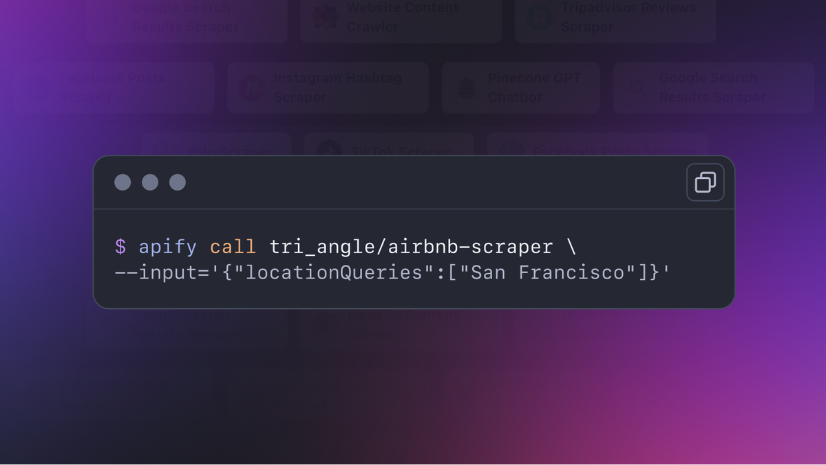 Apify CLI to scrape Airbnb data for San Francisco