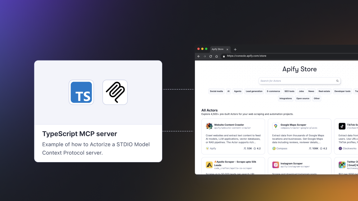 Build and deploy MCP servers on Apify in minutes with an MCP server TypeScript template