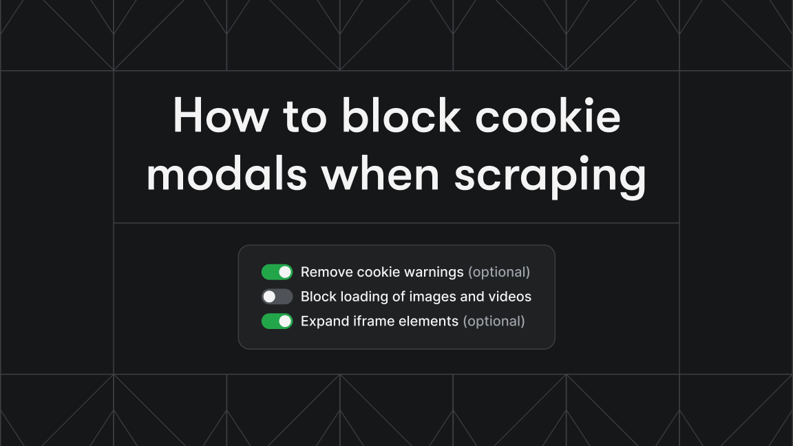 How to block cookie modals when scraping