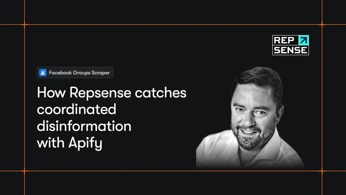 Apify and Repsense logos side by side on a black background with overlapping orange circles.