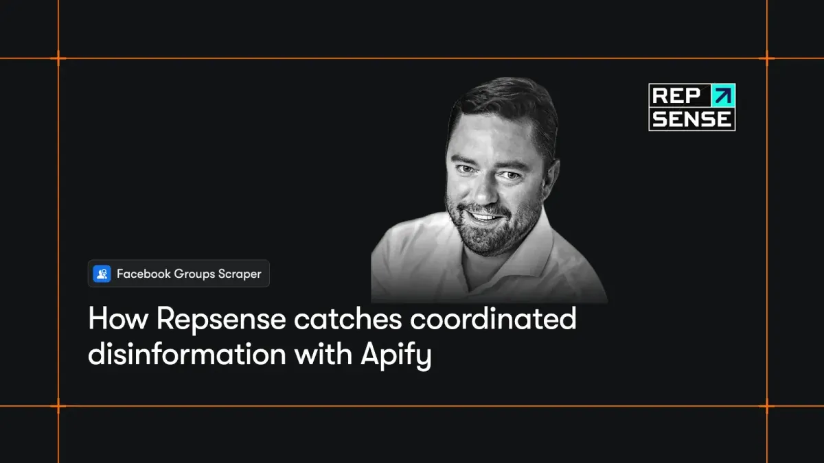 Apify and Repsense logos side by side on a black background with overlapping orange circles.