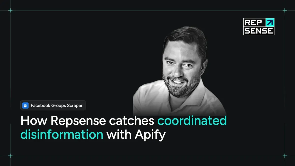 Apify and Repsense logos side by side on a black background with overlapping orange circles.