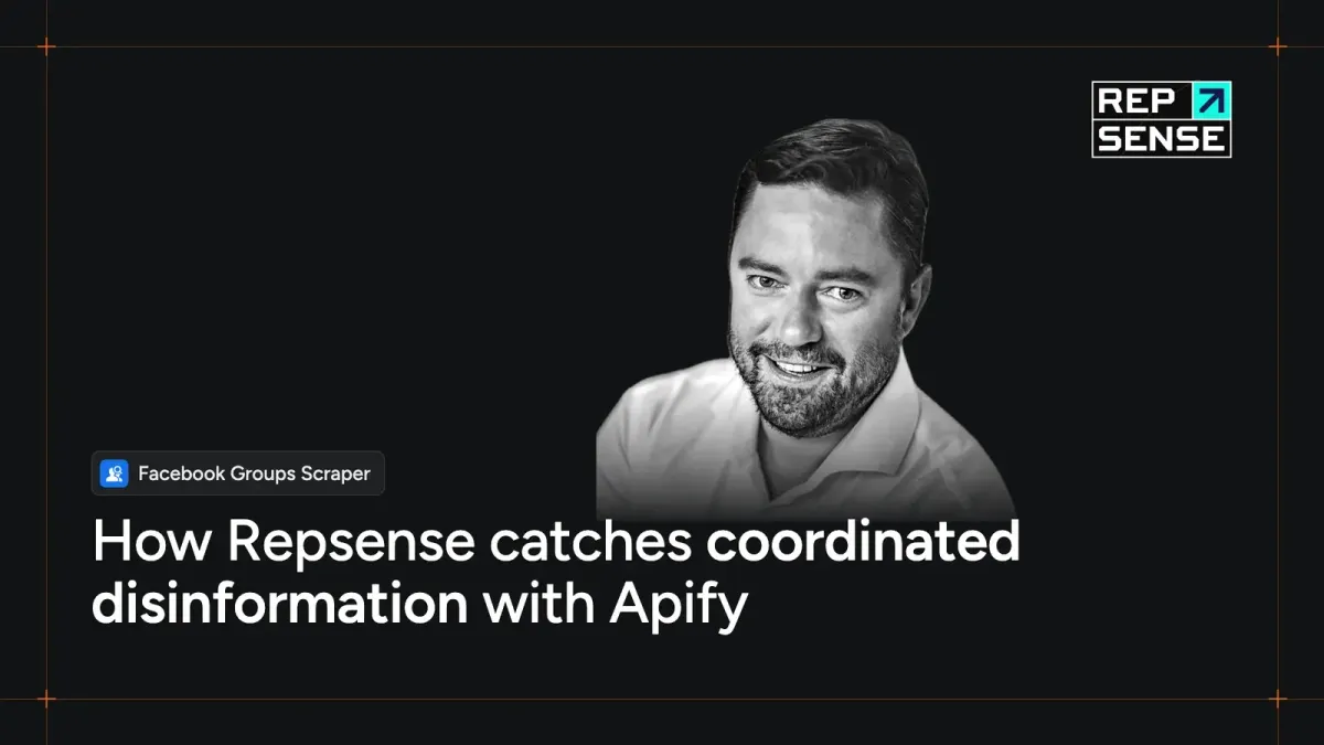 Apify and Repsense logos side by side on a black background with overlapping orange circles.