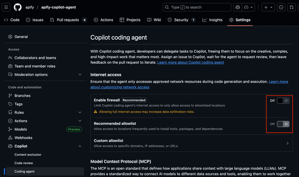 Turning off toggles in GitHub