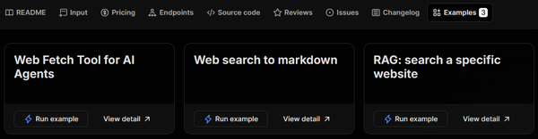 RAG Web Browser task examples