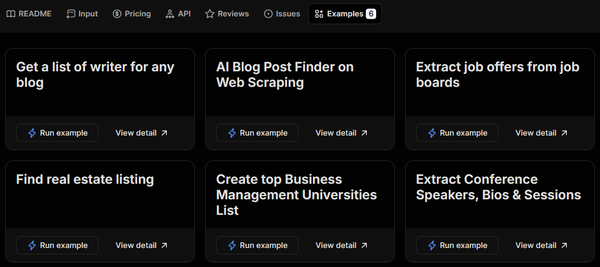 AI Web Scraper task examples