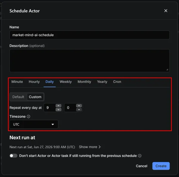 Configuring the Actor's scheduling behavior
