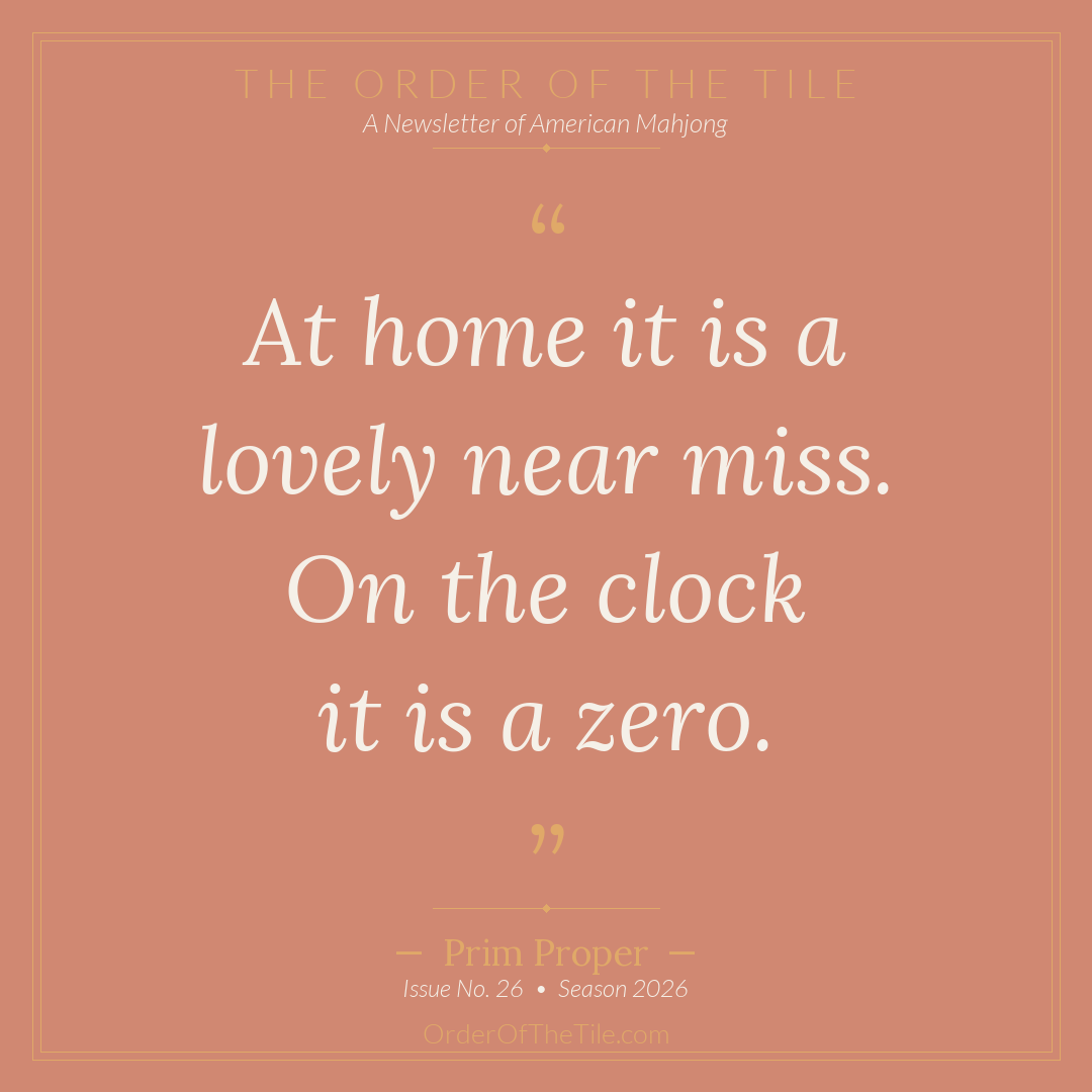 Order of the Tile quote card: At home it is a lovely near miss. On the clock it is a zero.