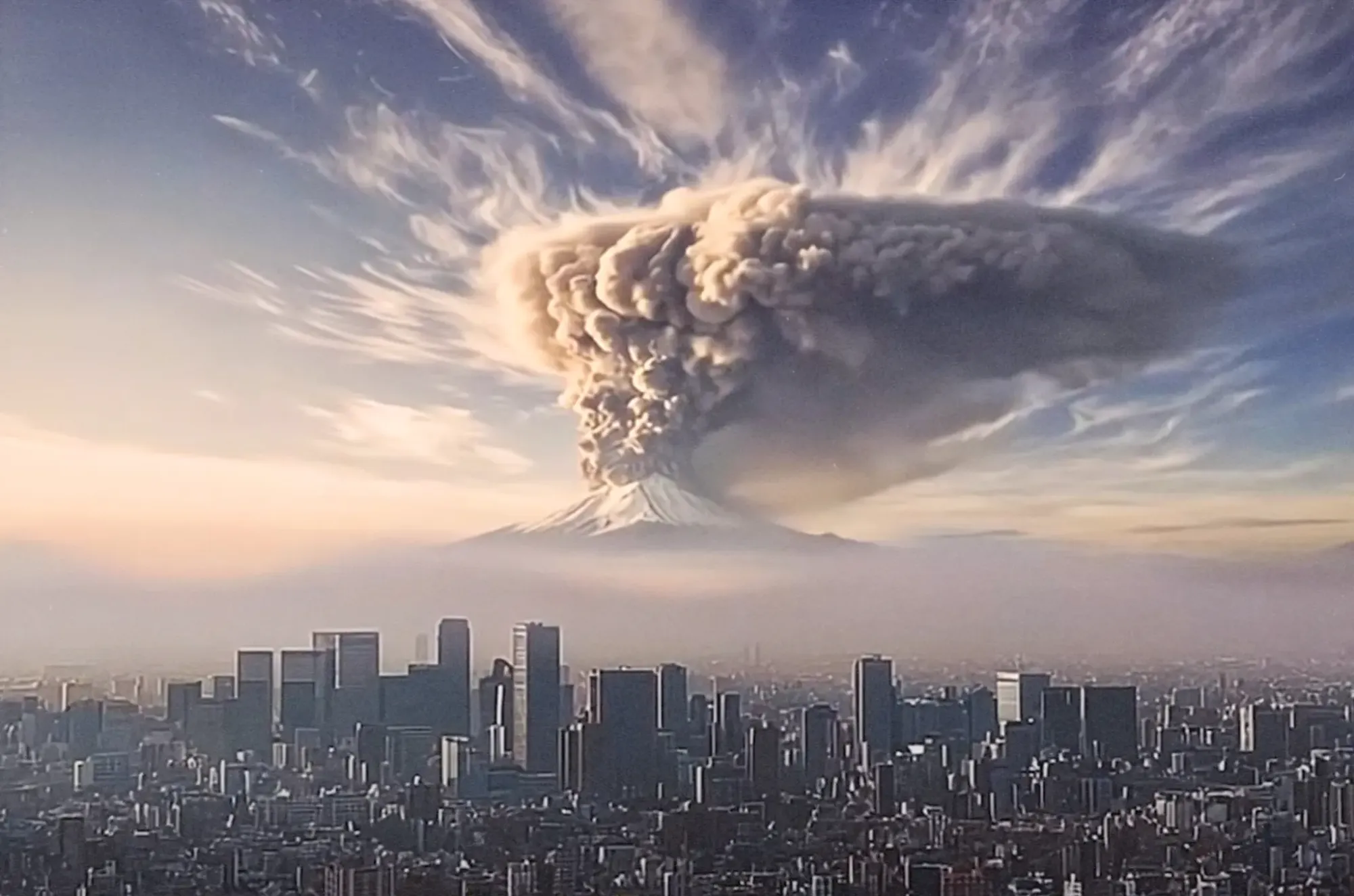 AI Simulation of a Mount Fuji Eruption