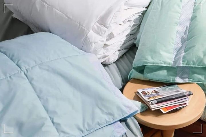 Puredown Ultra Lightweight Down Blanket shown in 3 colors