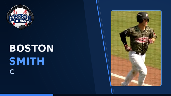 Boston Smith, Seattle Mariners catcher, shown on a Baseball Things graphic as the No. 7 prospect in the system