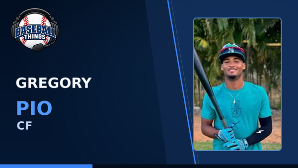 Gregory Pio, Seattle Mariners center fielder, shown on a Baseball Things graphic as the No. 8 prospect in the system