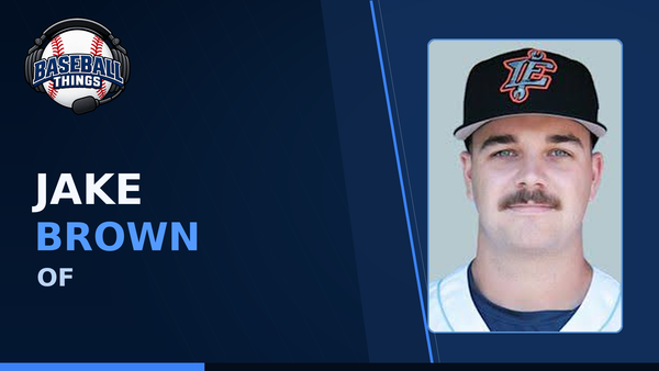 Jake Brown, Seattle Mariners center fielder, shown on a Baseball Things graphic as the No. 6 prospect in the system