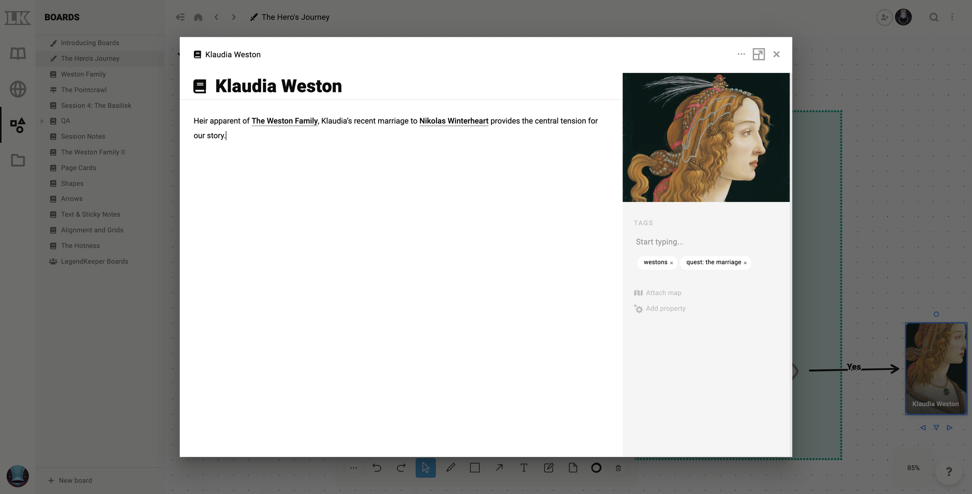 LegendKeeper Worldbuilding Wiki inside a whiteboard.
