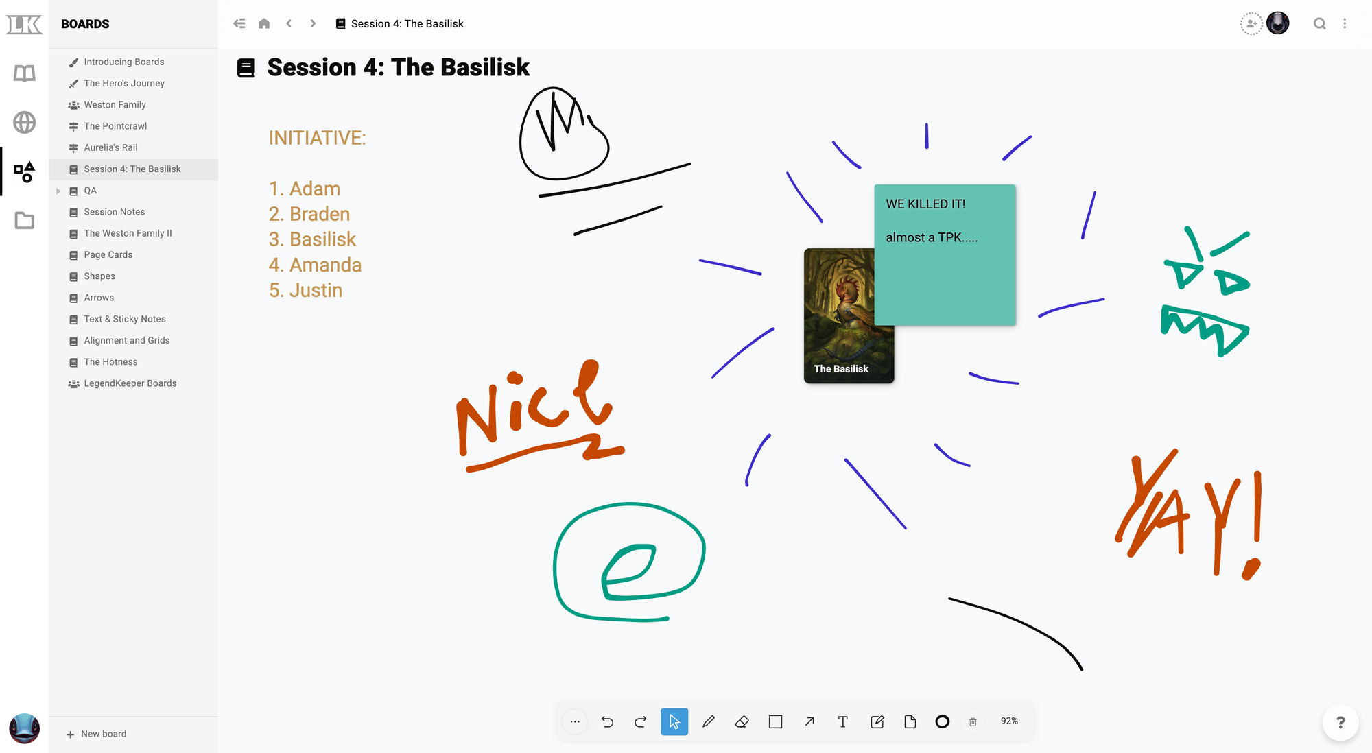 Whiteboarding app for RPGs by LegendKeeper.