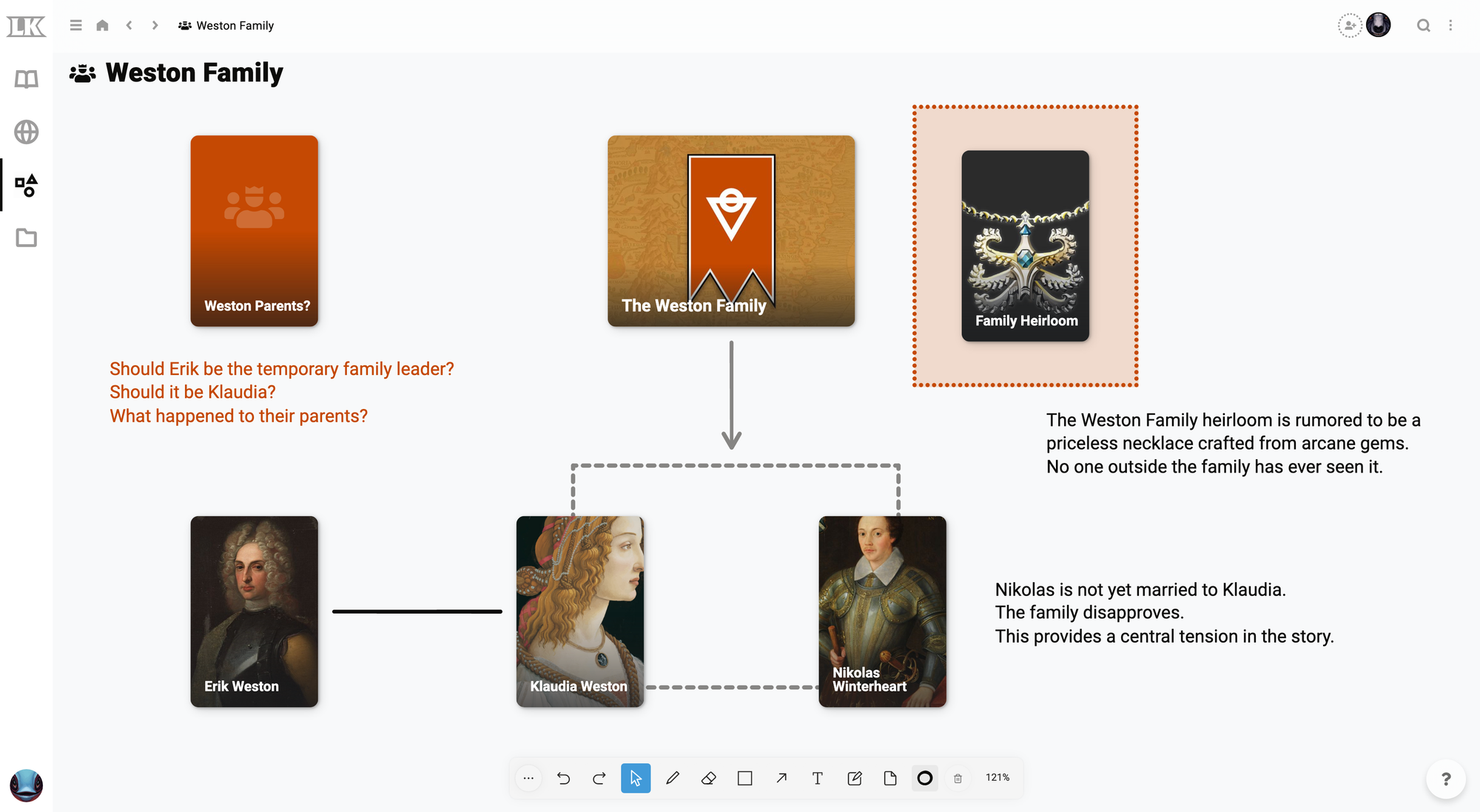 Family trees for RPG campaigns by LegendKeeper.