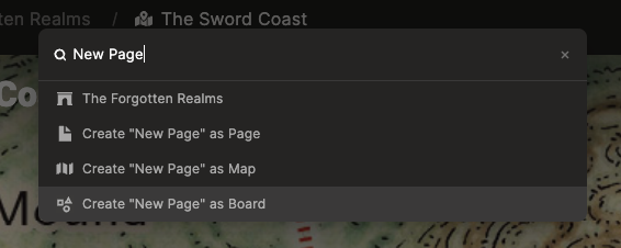 Command palette in LegendKeeper.