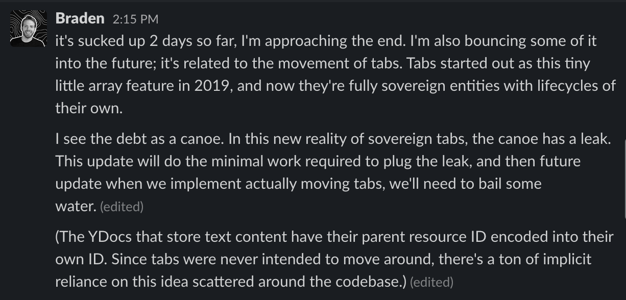 Braden discusses tech debt in LegendKeeper.