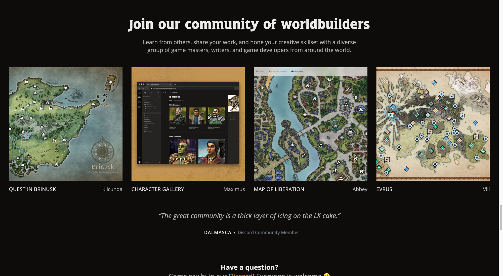 Community section of LegendKeeper.com