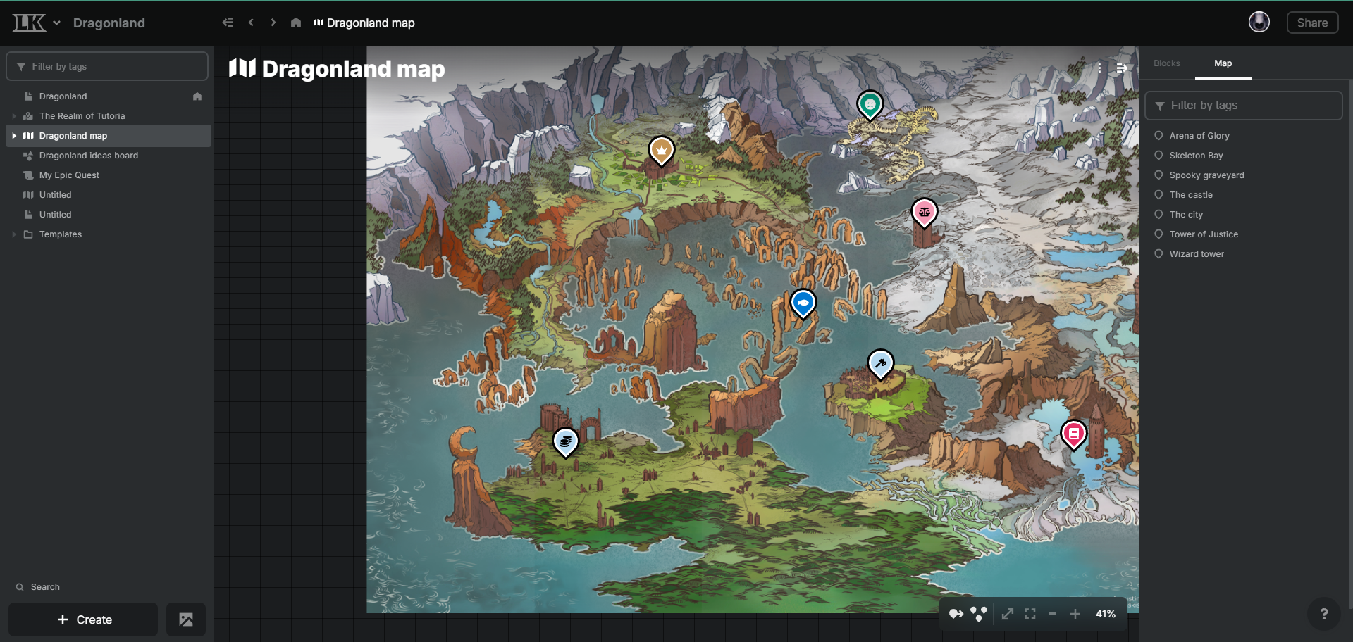 An image of a map made via Legendkeeper.