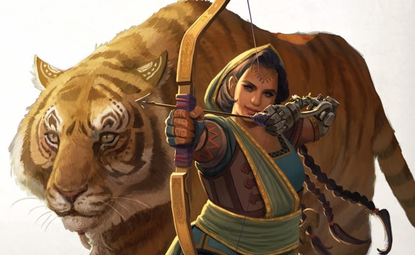 Artwork for Daggerheart featuring a ranger with their animal companion