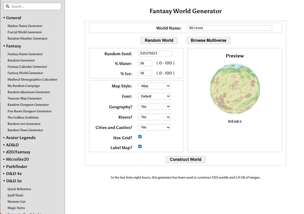 A screenshot of DonJon.bin.sh.