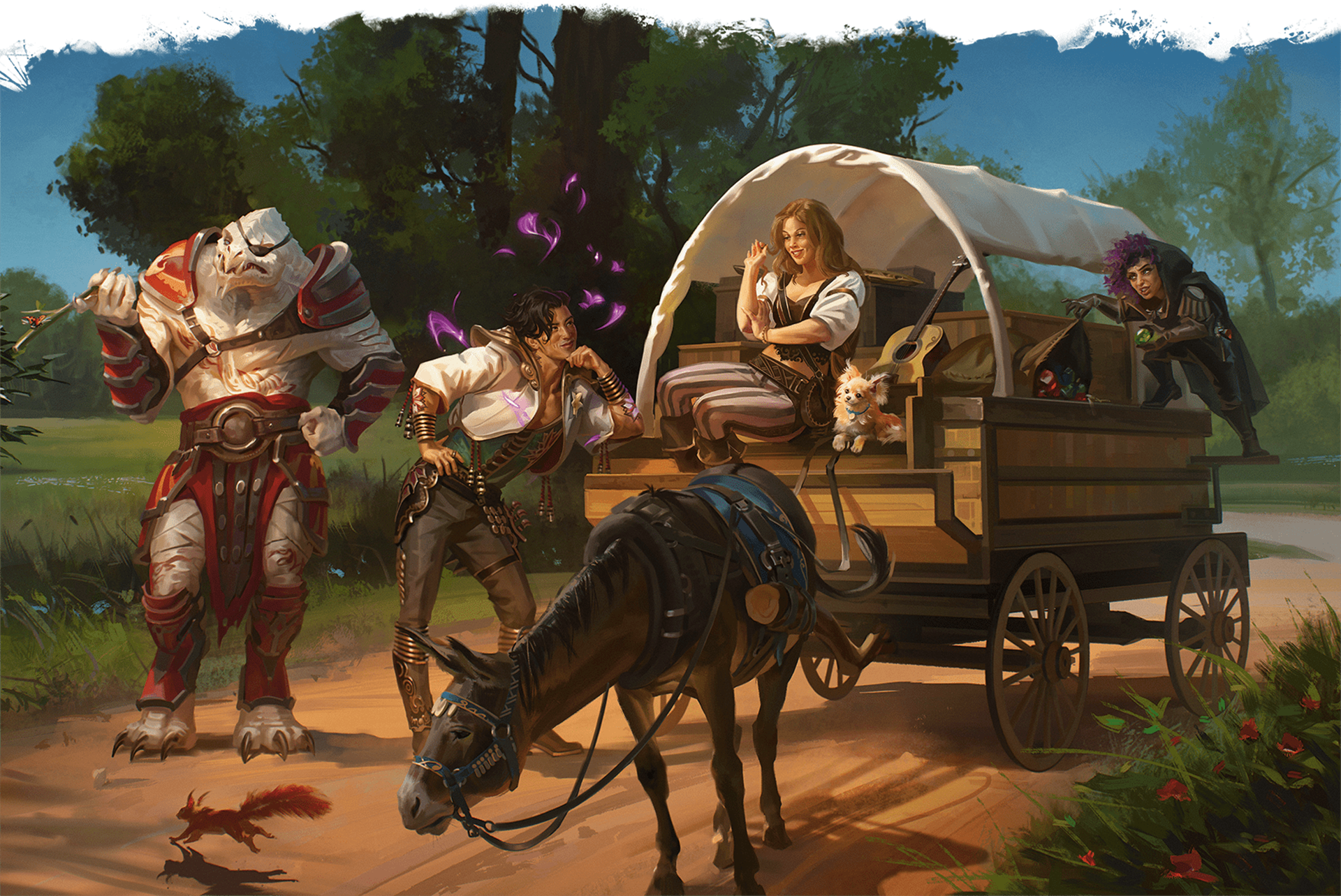 Artwork for the Dungeons & Dragons: Dungeon Master's Guide, depicting a caravan of travellers.
