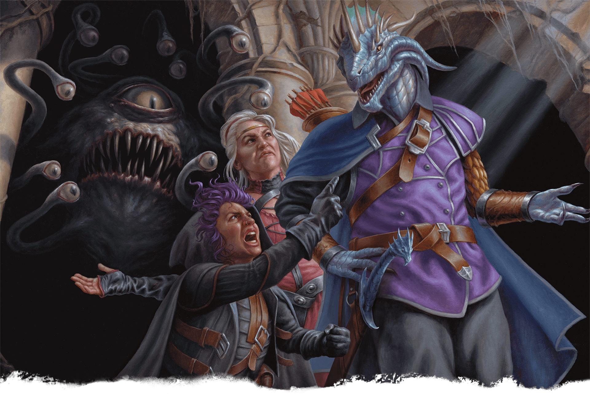 Artwork for the Dungeons & Dragons: Dungeon Master's Guide, that shows a group of adventurers quarrelling with each other.