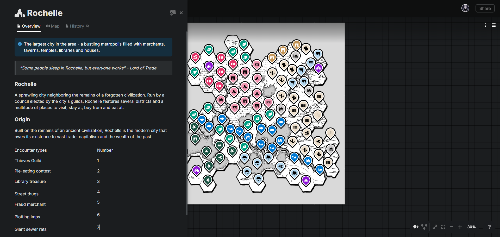 A screenshot of a map made with Legendkeeper.