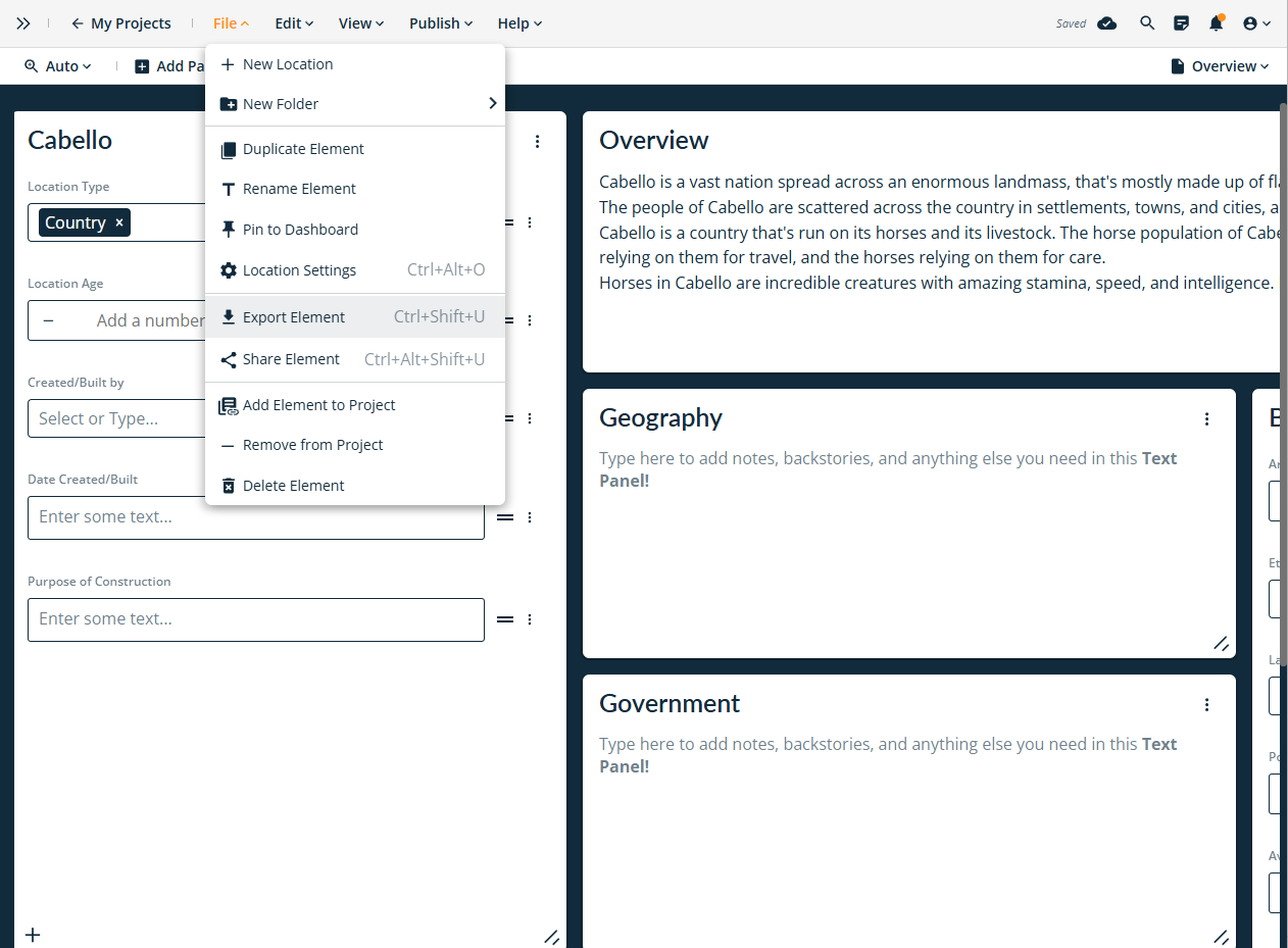 A screenshot of the export menu for the Campfire platform.